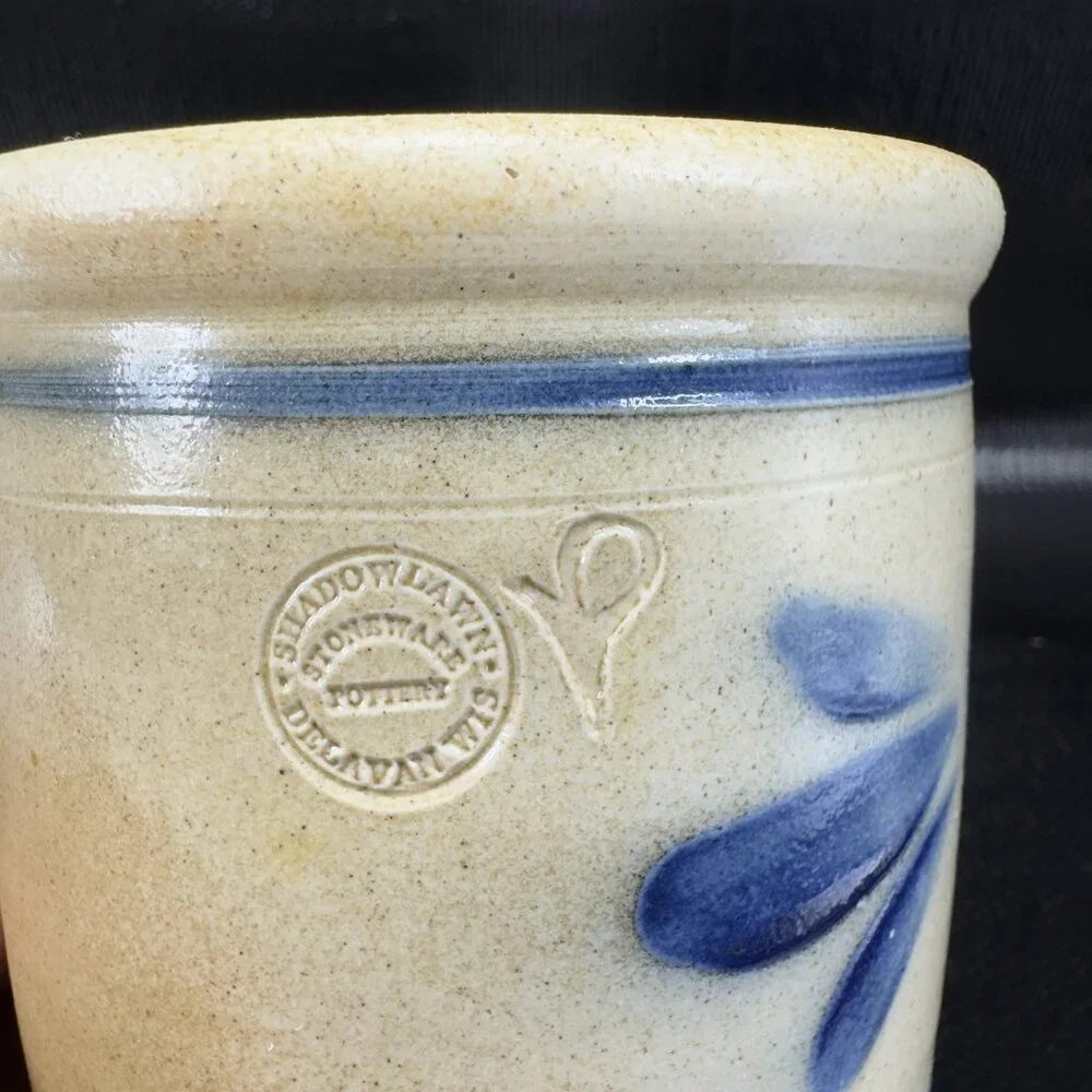 Shadow Lawn Pottery Stoneware Salt Glaze Vase Utensil Holder Grandmas Kitchen‎